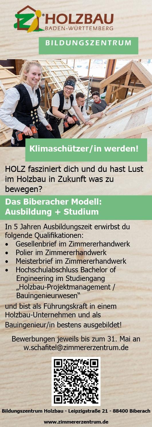 Holzbauprojektmanagement / Bauingenieurwesen | Gem. Berufsförderungswerk GmbH - Bildungszentrum Holzbau, Biberach