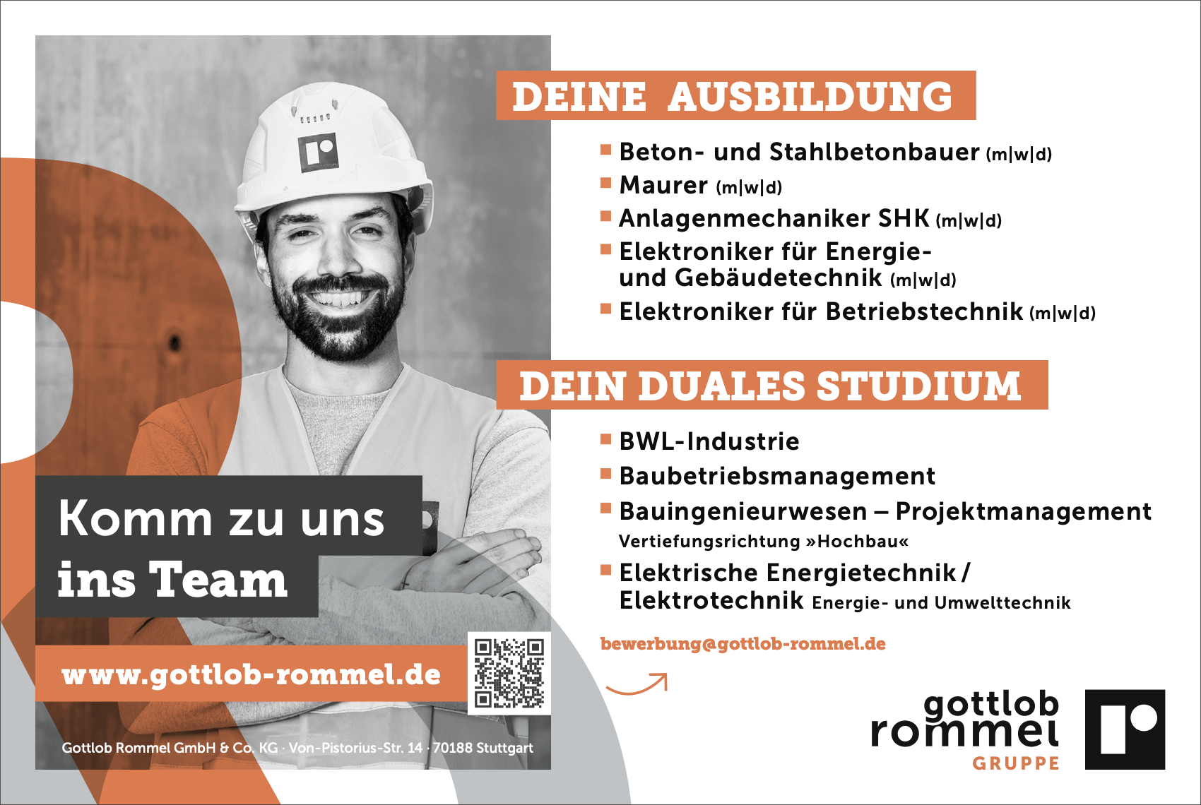 Beton- und Stahlbetonbauer/Mauer (m/w/d) | Gottlob Rommel Gruppe GmbH & Co. KG, Stuttgart