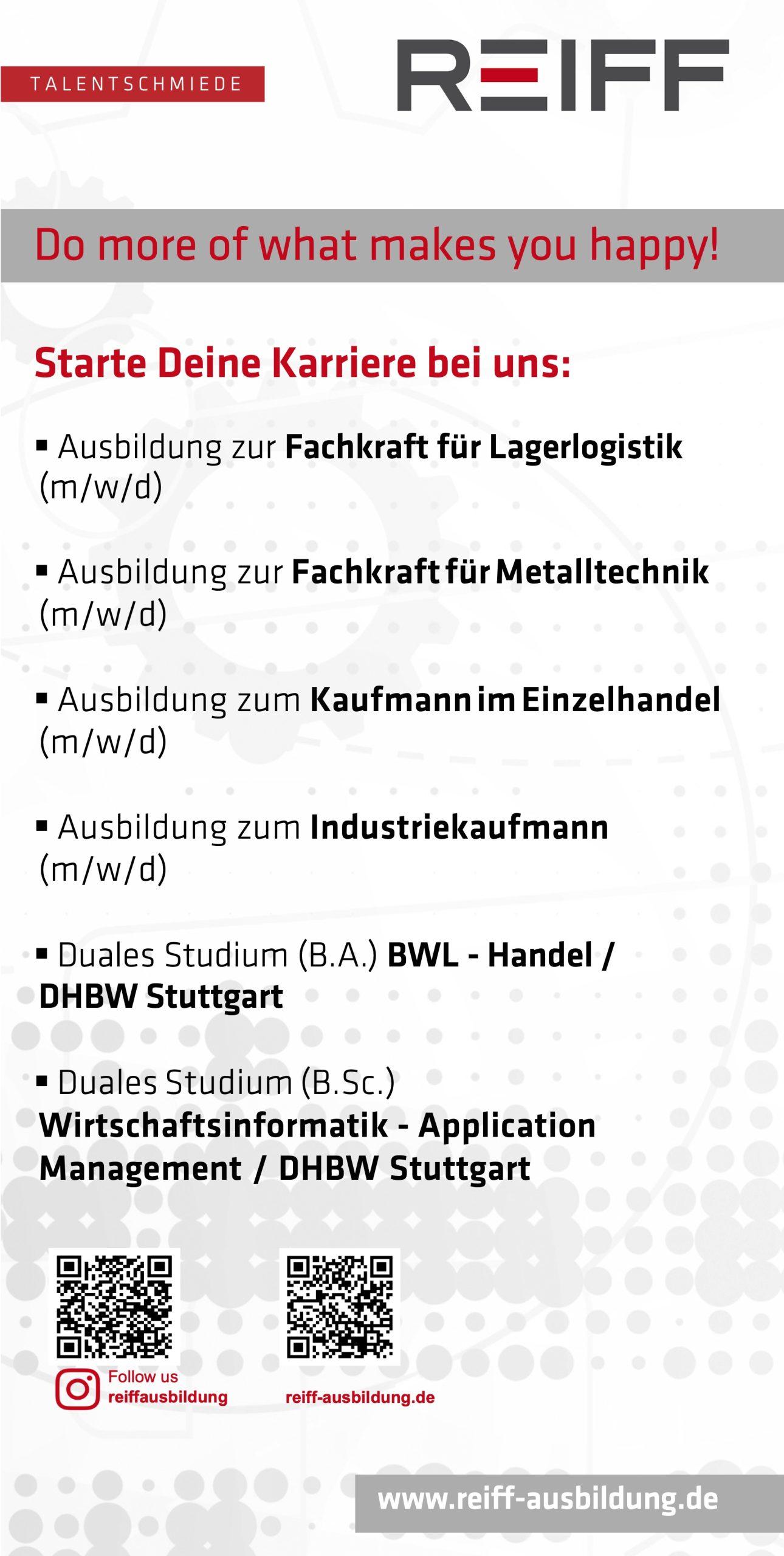 Duale Studierende & Auszubildende | REIFF Technische Produkte GmbH, Reutlingen