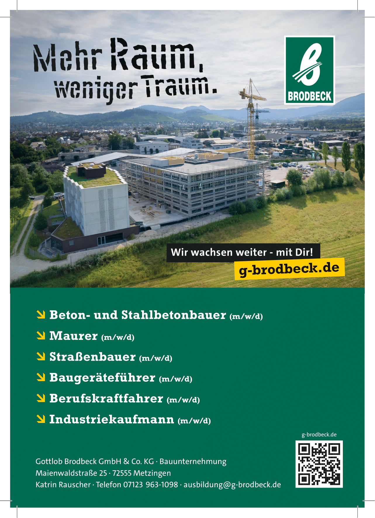 Beton- und Stahlbetonbauer (m/w/d) | Gottlob Brodbeck GmbH & Co. KG, Metzingen