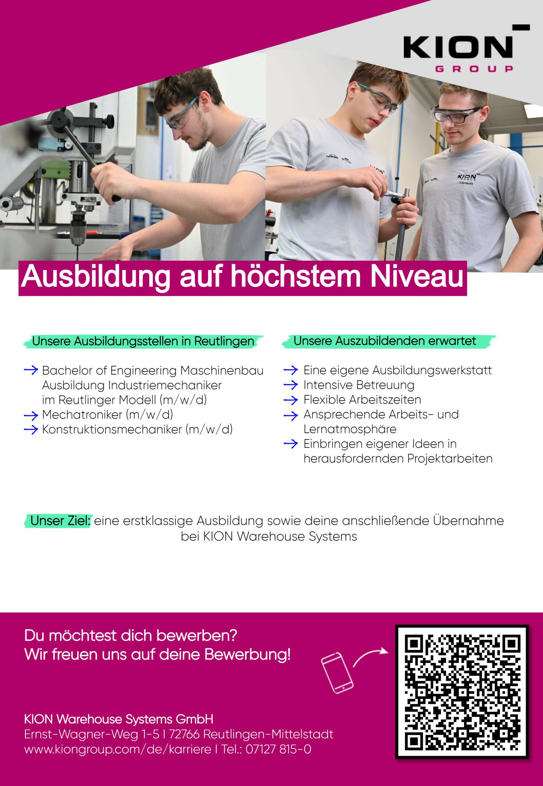 Bachelor of Engineering Maschinenbau - Ausbildung Industriemechaniker im Reutlinger Modell (m/w/d) | KION Warehouse Systems GmbH, Mittelstadt