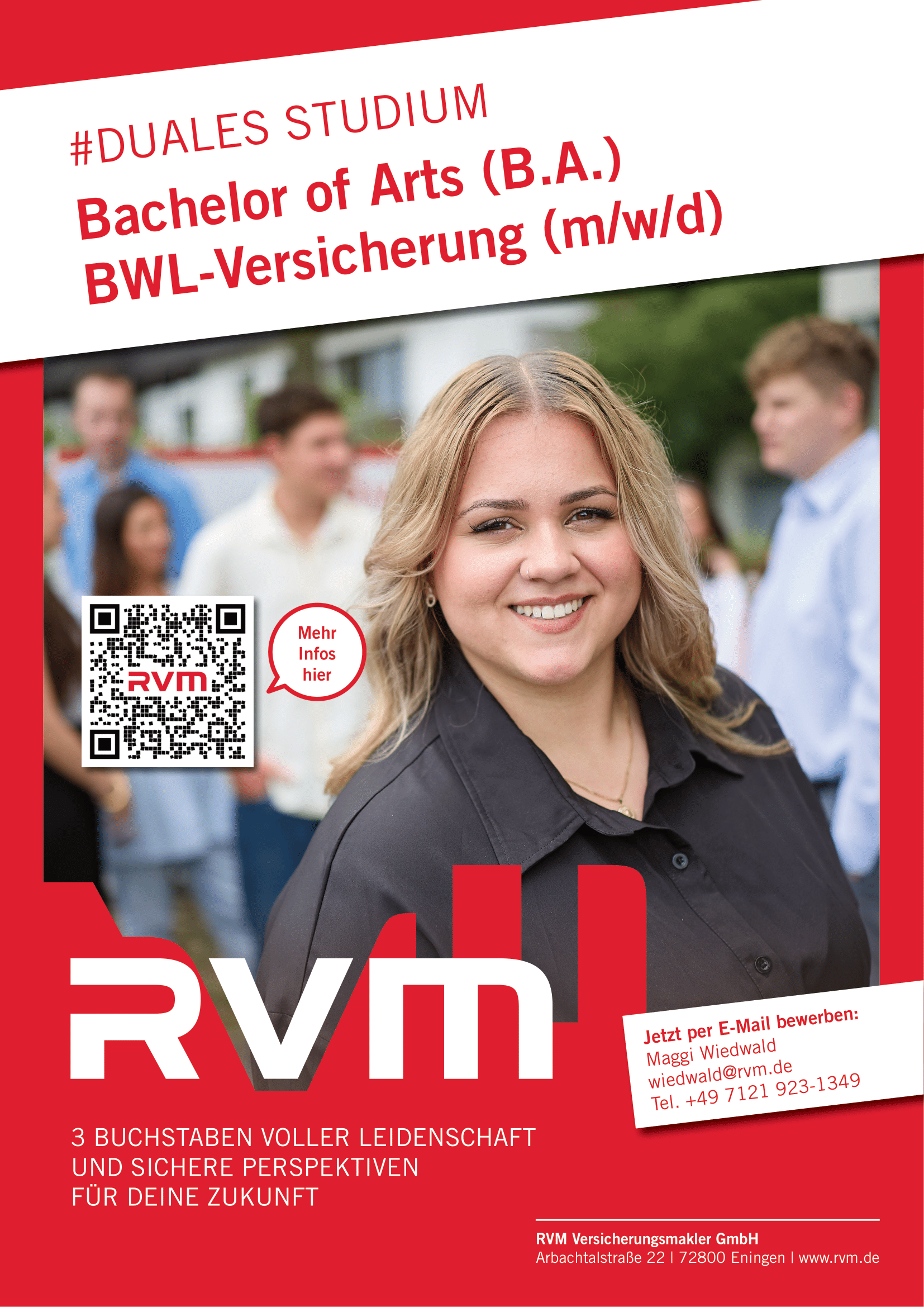 Bachelor of Arts (B.A.) Studiengang BWL-Versicherung | RVM Versicherungsmakler GmbH, Eningen